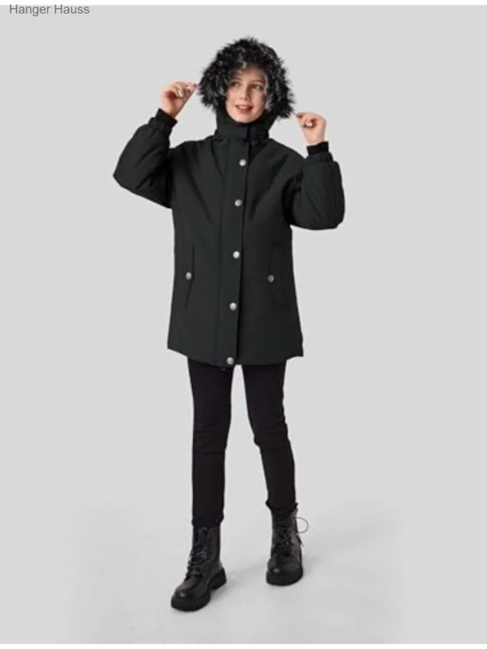 Girls Warm Fleece Lined Water Resistant Winter Coat Hooded Windbreaker